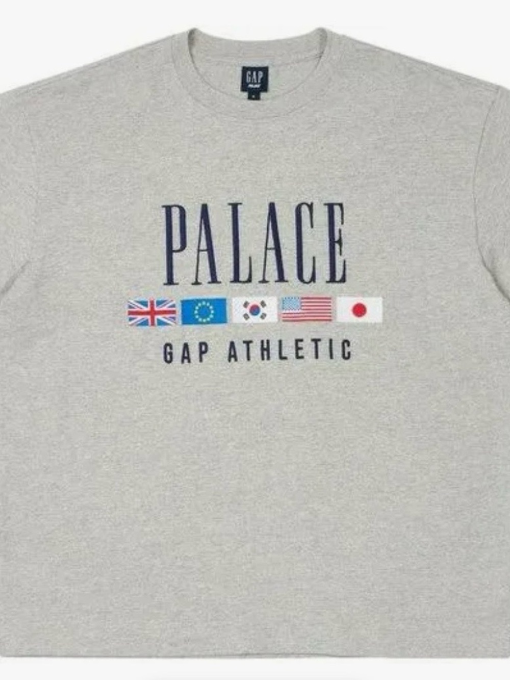 GAP Palace Graphic Short Sleeve Tee - Light Gray with Navy Print